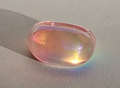 Champagne Pink Pearly Iridescent Resin Ring