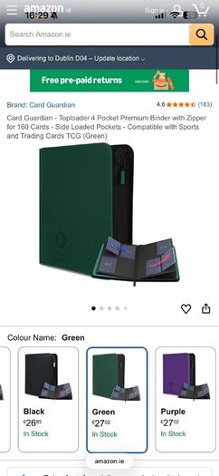 Pokemon Binder Card Guardian Green 160 Cards