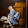 Quinton O'Hara - Original Oil Painting - Homage to Greuze The Laundress Image 2