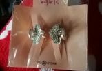 Diamante hair clip in green, clear and pearl
