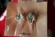 Diamante hair clip in green, clear and pearl