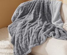 Sherpa Fleece Throw Blanket - Super Soft, Cozy & Warm Jacquard Sofa Throw, Ideal for Bed & Couch, Double/Twin, Grey, 150x200cm