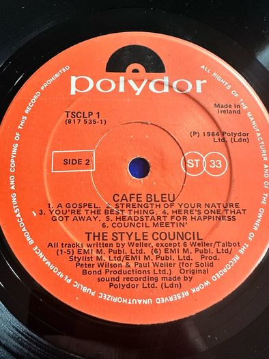 The Style Council. Irish release of Cafe Bleu in good condition with some light surface scratches which don't affect play