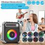 SALE | Karaoke Machine with 2 Wireless Microphones, Bluetooth 5.1 Karaoke Speaker Bass/Treble Adjustment, PA System with Remote Control, LED Lights Supports TF Card, AUX, TWS, FM, REC for Party/Adults/Kids Image 2