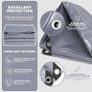 440G/M Pvc Heavy Duty Tarpaulin 4m / 6m, Waterproof Heavy Duty Tarp Sheet Cover Waterproof, Weatherproof, Frost-Resistant, Uv Protection, Multipurpose, Reinforced Eyelets, Gray (4 x 6m) Image 2