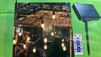 Solar Festoon Lights with 10 Filament bulbs and Remote Control
