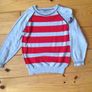 Age 3-4 Grey & Red Striped Jumper Image 2