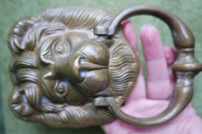 Large Antique 1888 Victorian Lion Head Architectural Salvage Doorknocker