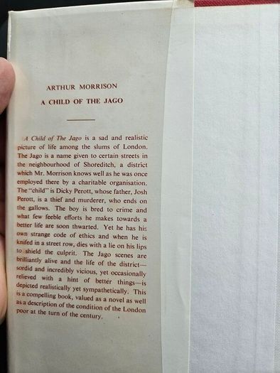 A Child Of Jago. Second Edition Hardback With Dustjacket In Good Condition. See Photos For Same.