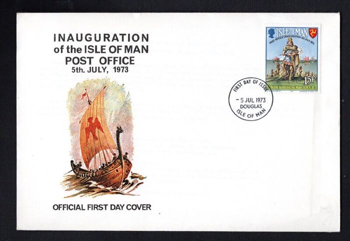 1973 Isle of Man Inauguration of Postal Independence Commemorative Stamp First Day Cover (FDC)