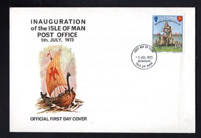 1973 Isle of Man Inauguration of Postal Independence Commemorative Stamp First Day Cover (FDC)
