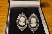 Vintage Cameo Black Oval Earrings