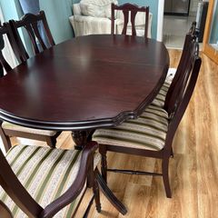 Extendable table and six chairs
