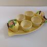 Delightful Rare and Complete Carlton Ware Saladware Egg Cup Cruet Set in the Embossed Apple Blossom Pattern, Yellow Colourway, Circa 1938 Image 5