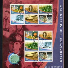2001 Ireland Celebrating the Millennium Series 6 Epic Journeys Commemorative Stamp Sheet Fine CDS Used Fine Used with Dublin cancel of 1st January 2001 (First day of issue) on envelope extract.