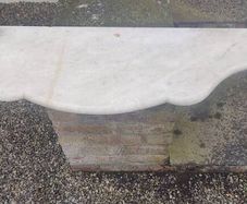 Vintage marble table top, moulded, half moon shape