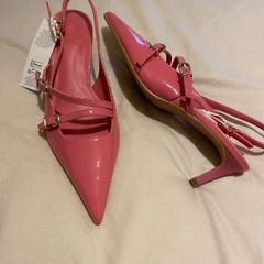 Marks and Spencer pink patent slingback heels - brand new