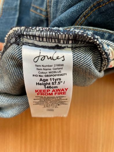 Joules denim dungaree shorts 11 years