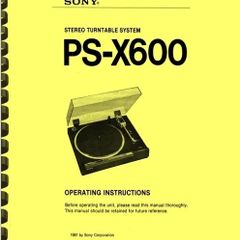 SONY  PS-X600  /  Fully Automatic Turntable