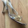 Real Leather Gold Heels with stones Size 4 Image 3