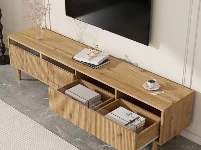 Premium 178cm TV Cabinet  Wood Effect Finish with Ample Storage