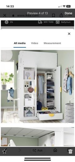 Smastad loft bed, wardrobe, drawers and desk