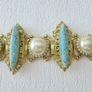 1950's Vintage Victorian Revival Turquoise Pearl Bracelet Image 4