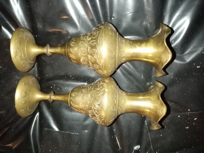 Antique brass vases