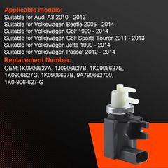 Turbo Boost Pressure Solenoid Valve,1K0906627A,Suitable for Audi A3 Boost Solenoid Suitable for Golf for Passat for Jetta 1J0906627B