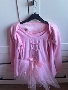 Pink long-sleeve ballet tutu with matching cardigan
