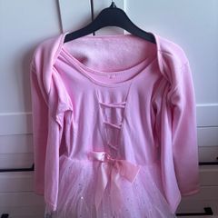 Pink long-sleeve ballet tutu with matching cardigan