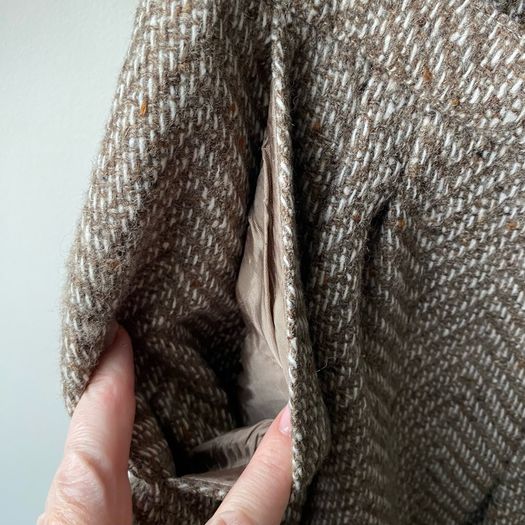Vintage 70s/80s RAVENS West Germany Pure New Wool Herringbone Midi Skirt UK 6 8