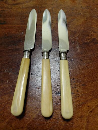 Antique Engraved Table Knives Set of 3