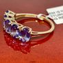 Gold 9K (375) Yellow Gold Premium Tanzanite 5 Stone Ring 4.00 Ct. Image 10