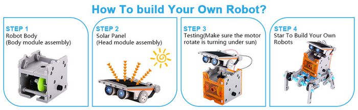 Solar Robot Toy 12-in-1 Educational Science Experiment kit DIY Building Toy Construction Engineering Set for Kids Age 8-12 Boys & Girls Birthday Christmas Gift,Solar Powered Toy-Grey