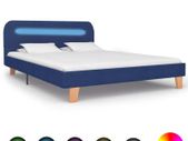 Bed Frame with LED Blue Fabric 135x190 cm