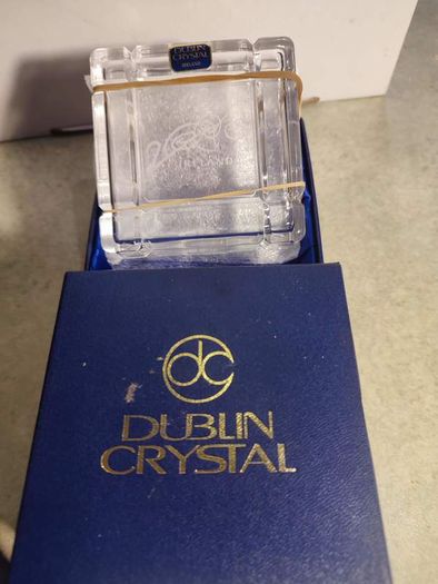 Rare find This is a 24% lead crystal box made in Italy Engraved by Dublin crystal 2000 Ireland Glass Trinket Box. Highly Collectable.