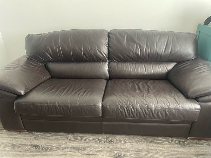 Brown leather sofa