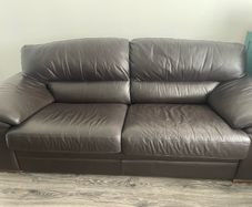 Brown leather sofa