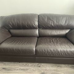 Brown leather sofa