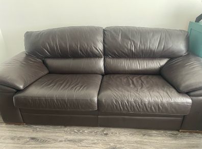 Brown leather sofa
