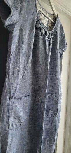 ANTEA blue cotton dress Sz 42 (Fit 12-14UK) - Rrp 89 Dollars