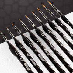 Detail Paint Brush Set, 9pcs Thin Brushes for Fine Detailing & Art Painting - Acrylic,Watercolor, Oil Miniatures, Scale Models, Airplane Kits, Nail, Line Drawing, Warhammer (MULTIPLE COLOURS)