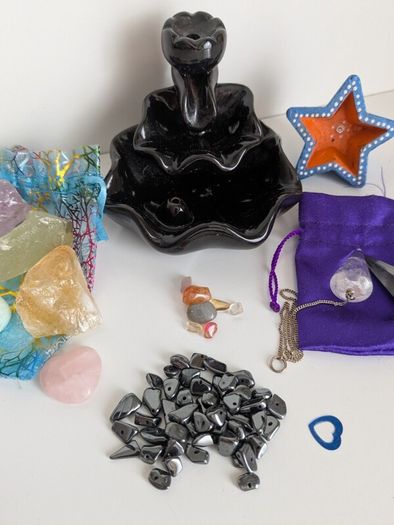 Pendulums, Crystals, energy Reiki related stones, mini budda