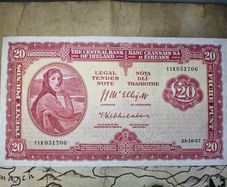 20 Pound Lady Lavery 23/10/57 IRISH NOTE
