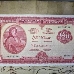 20 Pound Lady Lavery 23/10/57 IRISH NOTE