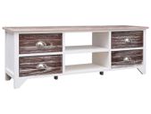 TV Cabinet White and Brown 115x30x40 cm Paulownia Wood