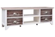 TV Cabinet White and Brown 115x30x40 cm Paulownia Wood