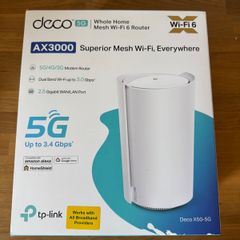TP-Link Deco X50-5G AX3000Mbps Whole Home Wi-Fi 6 5G Router With Sim Slot, 5G/4G+Cat 6 Mesh WiFi Router, 2.5G Port For Ultra-Fast Speed, 230 m2 Seamless Coverage, Works with Alexa, HomeShield