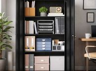 main image for ad Black Metal Storage Cabinet Lockable With Shelves